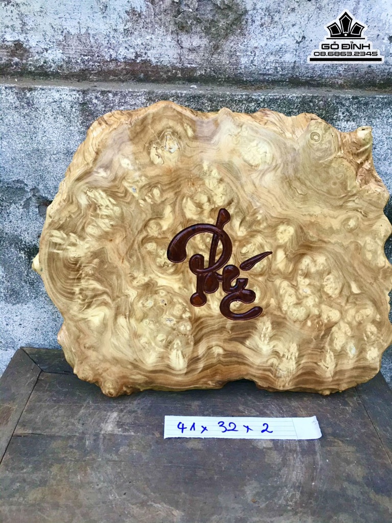 Tranh Gỗ Chữ Phúc Gỗ Nu Nghiến Cao 41 Ngang 32 Sâu 2 (cm) 0