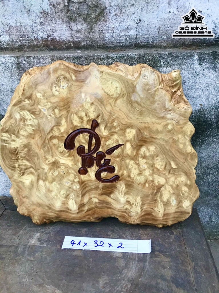 Tranh Gỗ Chữ Phúc Gỗ Nu Nghiến Cao 41 Ngang 32 Sâu 2 (cm) 1