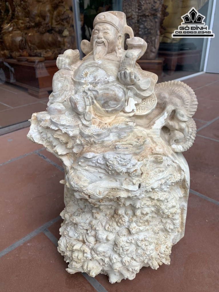 Tượng Thần Tài Gỗ Nu Nghiến Cao 48 Ngang 31 Sâu 22 (cm) 2