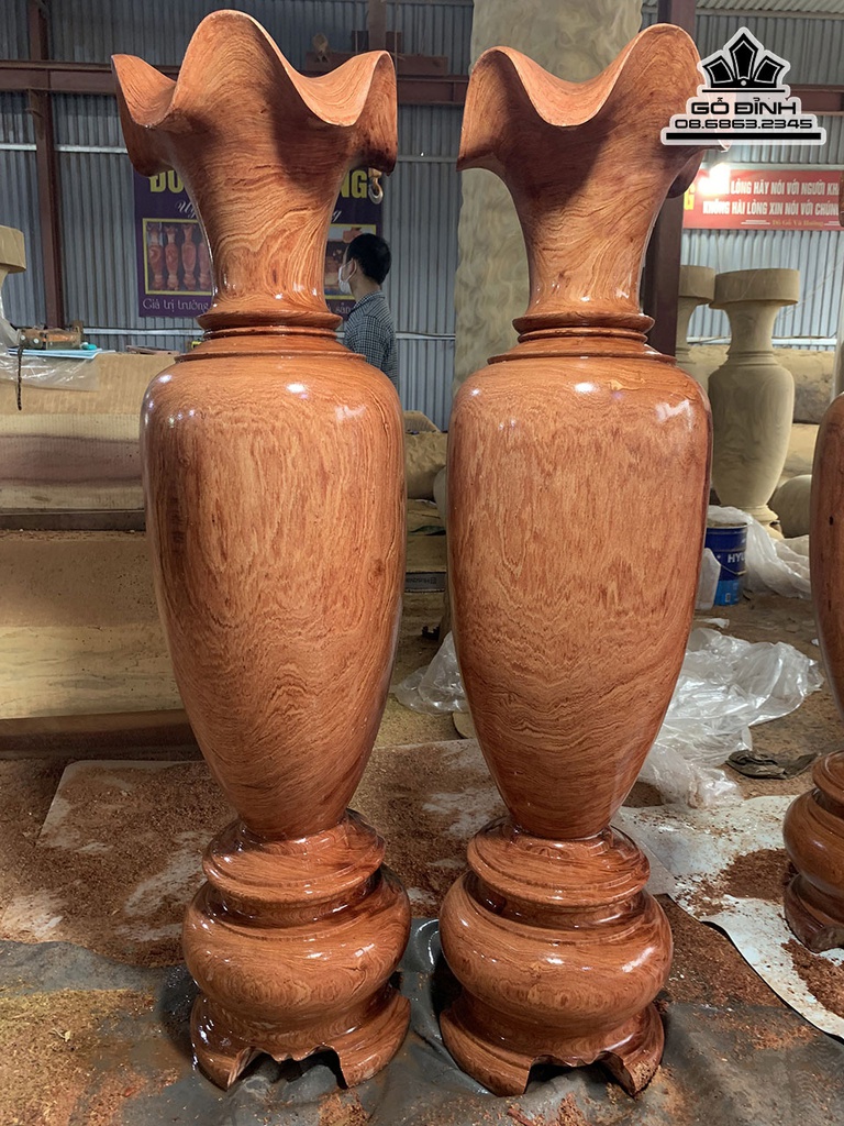 Cặp Lục Bình Gỗ Hương Đá Cao 130 Đường Kính 34 (cm) 0