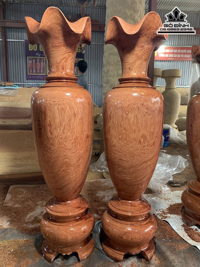 Cặp Lục Bình Gỗ Hương Đá Cao 130 Đường Kính 34 (cm) 1