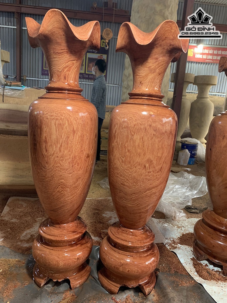 Cặp Lục Bình Gỗ Hương Đá Cao 130 Đường Kính 34 (cm) 2