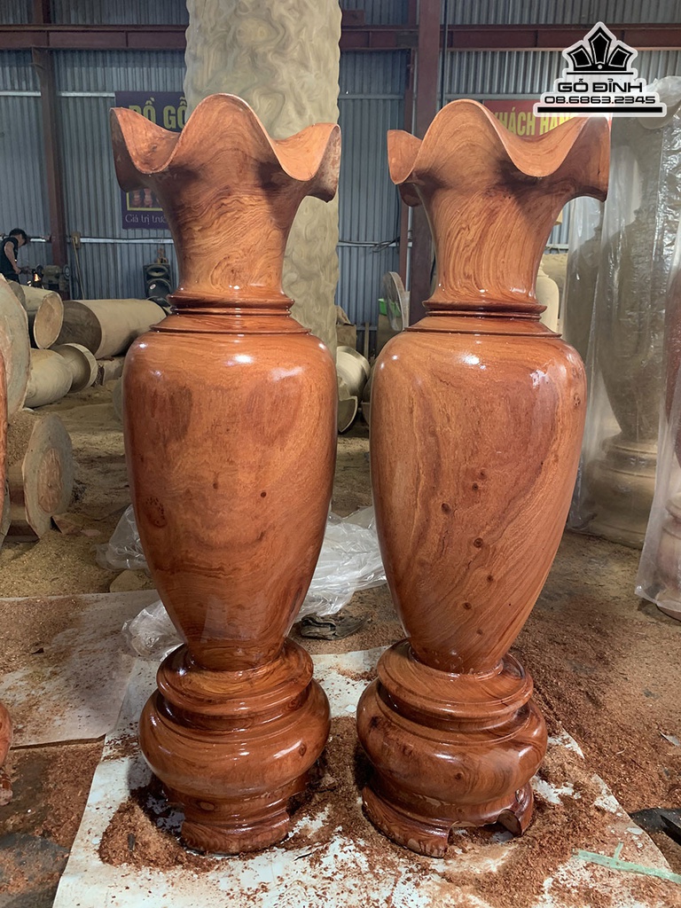 Cặp Lục Bình Gỗ Hương Đá Cao 130 Đường Kính 39 (cm) 0