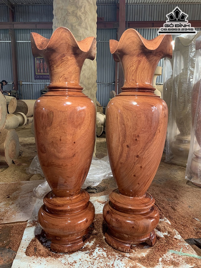 Cặp Lục Bình Gỗ Hương Đá Cao 130 Đường Kính 39 (cm) 1