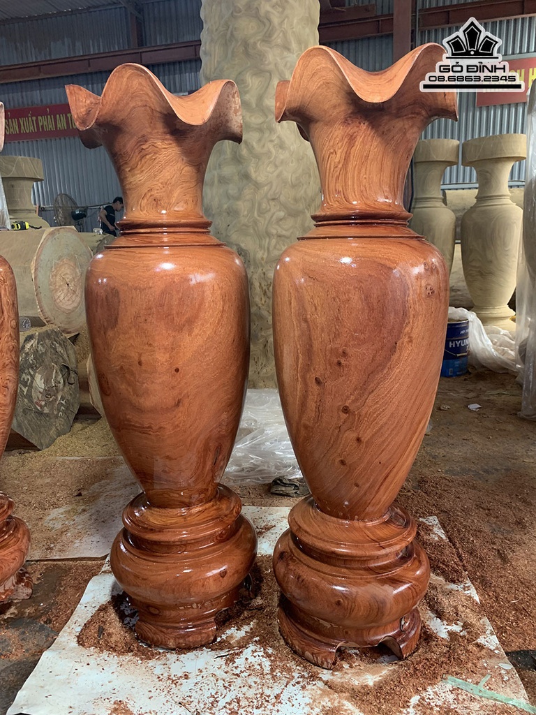 Cặp Lục Bình Gỗ Hương Đá Cao 130 Đường Kính 39 (cm) 3