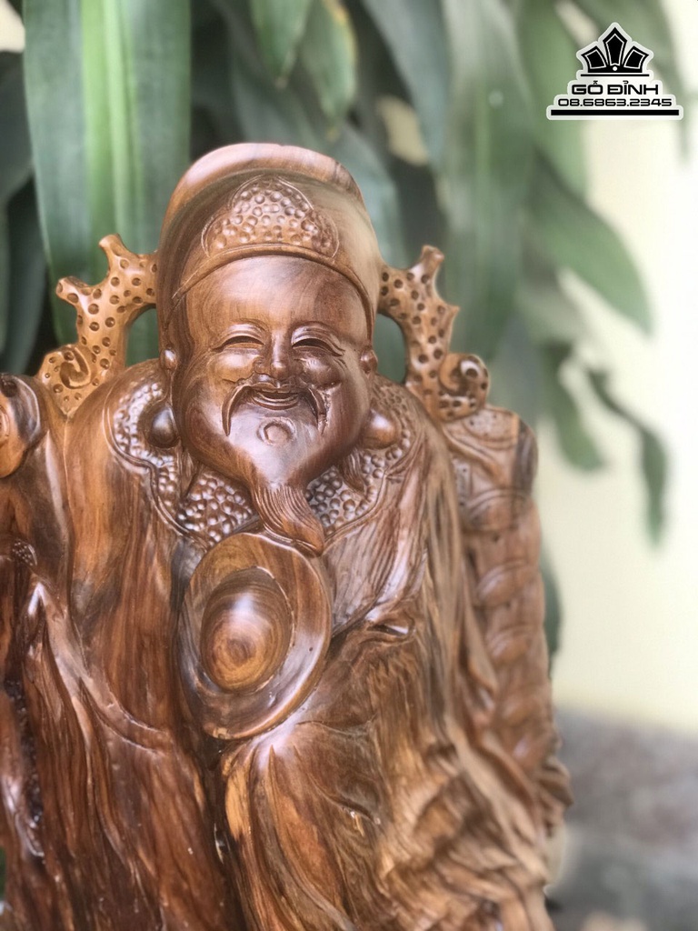 Tượng Thần Tài Gỗ Bách Xanh Cao 54 Ngang 30 Sâu 18 (cm) 1