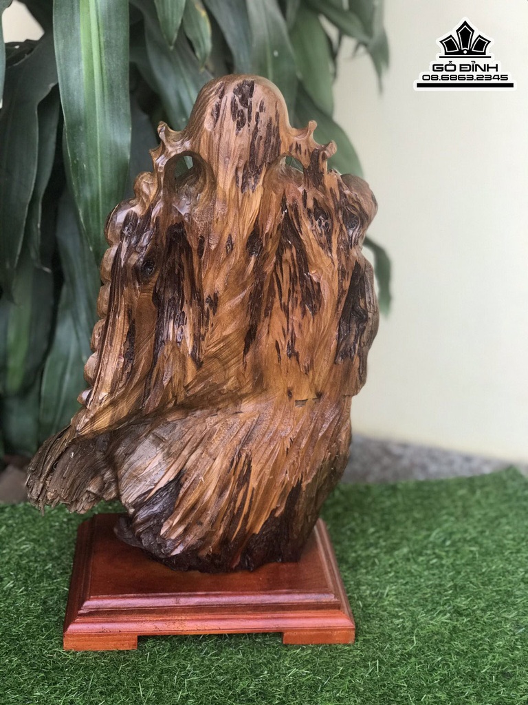 Tượng Thần Tài Gỗ Bách Xanh Cao 54 Ngang 30 Sâu 18 (cm) 4