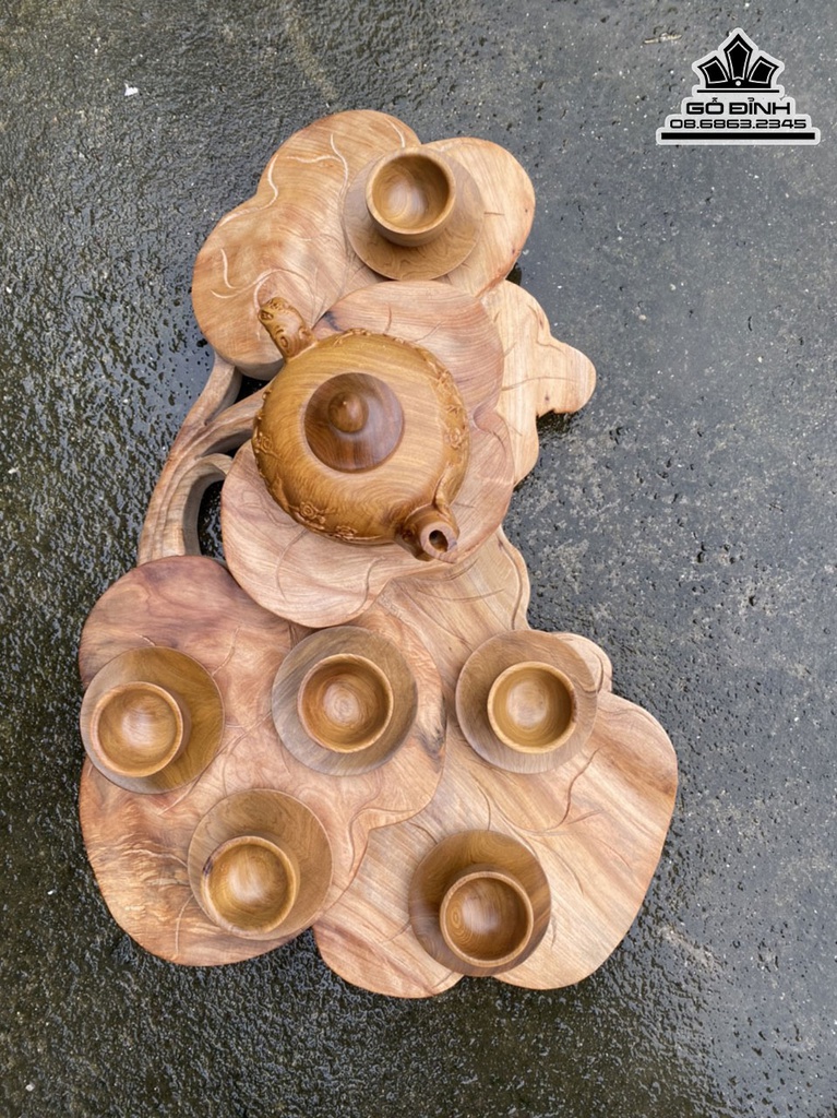 Khay Trà Lá Sen Gỗ Ngọc Am Dài 56 Rộng 35 Dày 9 (cm) 2