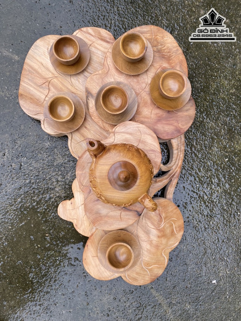 Khay Trà Lá Sen Gỗ Ngọc Am Dài 56 Rộng 35 Dày 9 (cm) 3