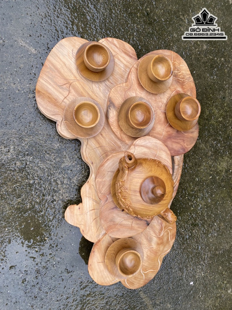 Khay Trà Lá Sen Gỗ Ngọc Am Dài 56 Rộng 35 Dày 9 (cm) 4