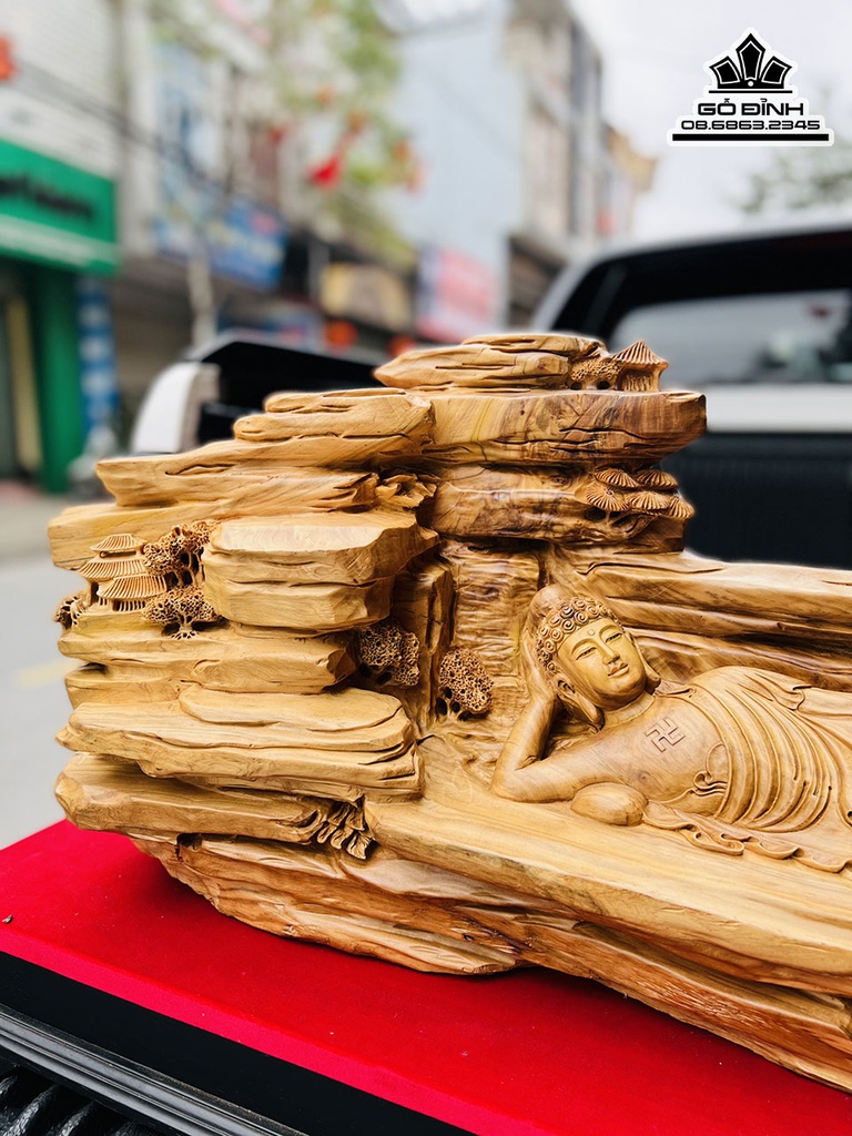 Tượng Nhất Tâm Bái Phật Gỗ Tùng Tuyết Cao 49 Ngang 100 Sâu 30 (cm) 1