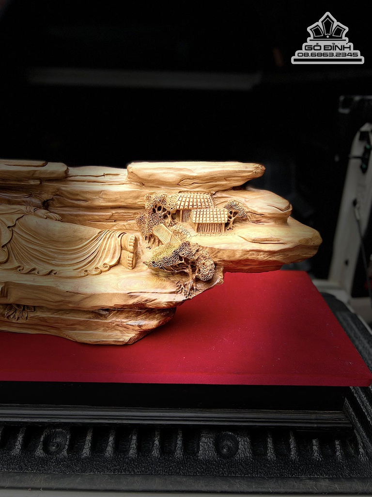 Tượng Nhất Tâm Bái Phật Gỗ Tùng Tuyết Cao 49 Ngang 100 Sâu 30 (cm) 3