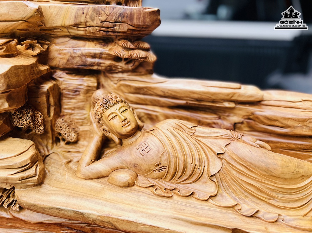 Tượng Nhất Tâm Bái Phật Gỗ Tùng Tuyết Cao 49 Ngang 100 Sâu 30 (cm) 7