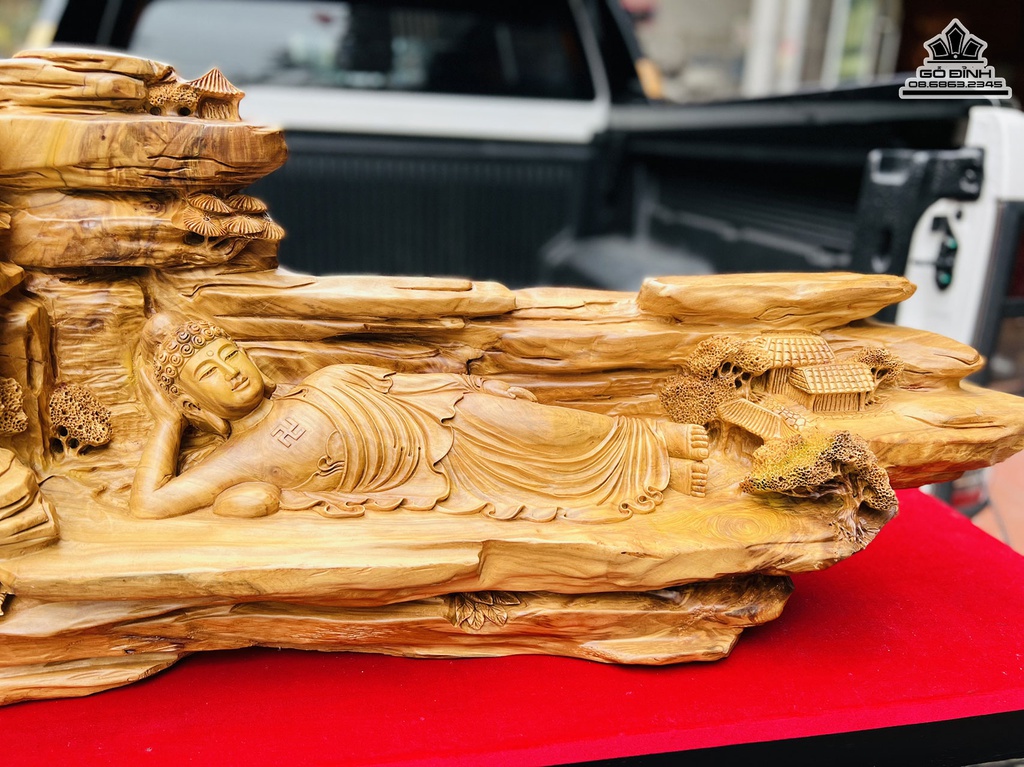 Tượng Nhất Tâm Bái Phật Gỗ Tùng Tuyết Cao 49 Ngang 100 Sâu 30 (cm) 9