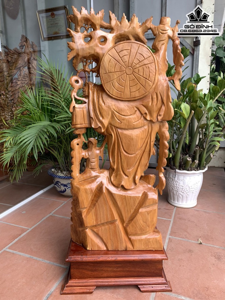 Tượng Di Lặc Tam Phúc Gỗ Ngọc Am Cao 96 Ngang 42 Sâu 21 Cả Kỷ 112 (cm) 1