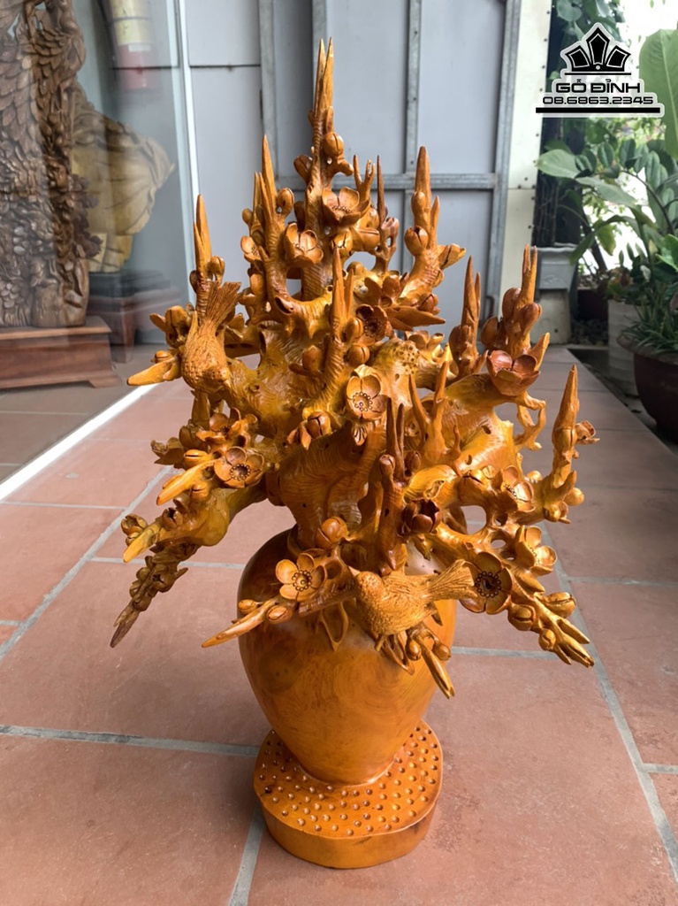 Bình Hoa Mai Gỗ Mít Cao 71 Ngang 50 Sâu 46 (cm) 2