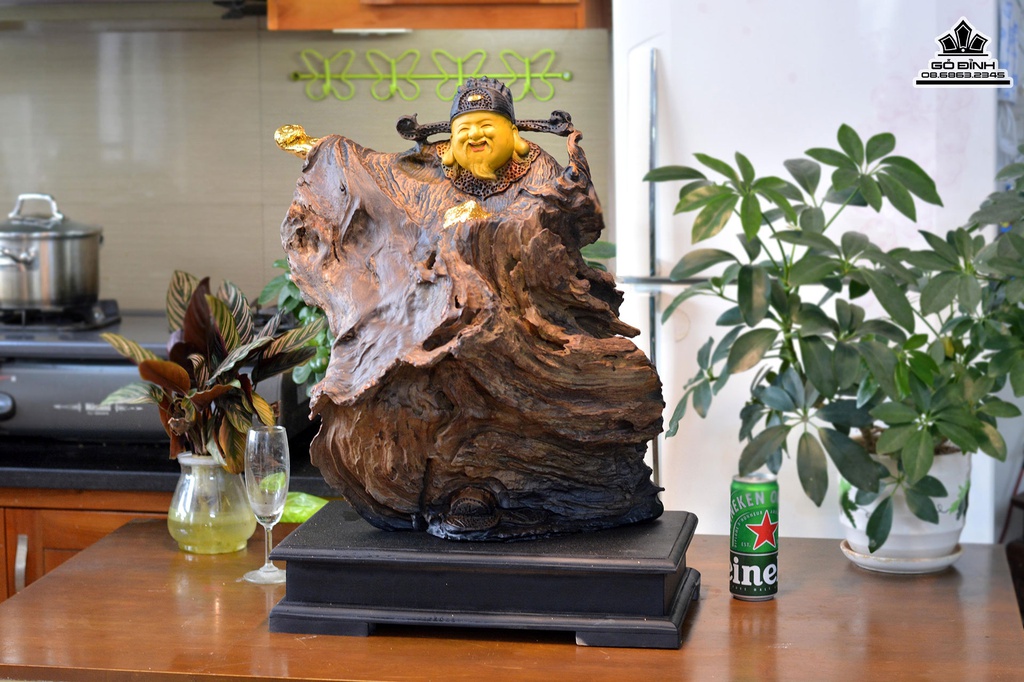 Tượng Thần Tài Gỗ Bách Xanh Cao 62 Ngang 45 Sâu 33 (cm) 0