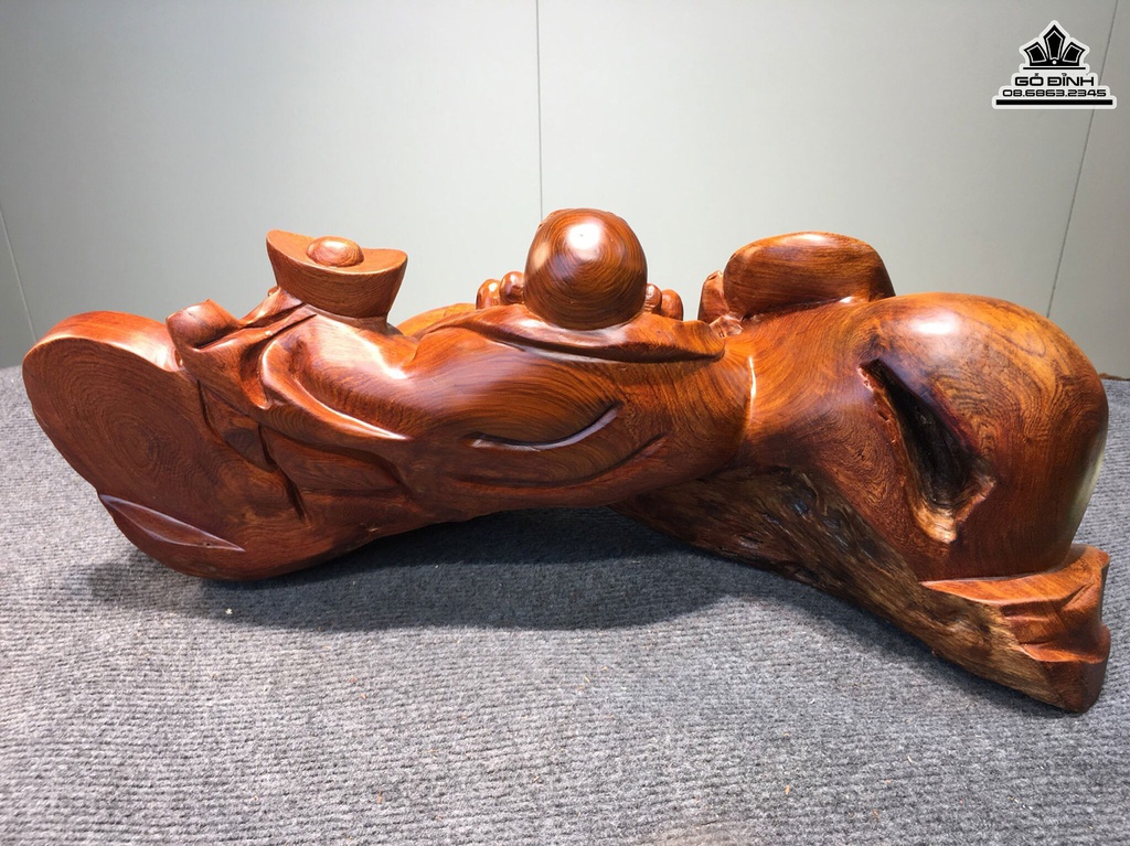 Tượng Di Lặc Ngồi Bao Tiền Gỗ Hương Gia Lai Cao 22 Ngang 56 Sâu 18 (cm) 1