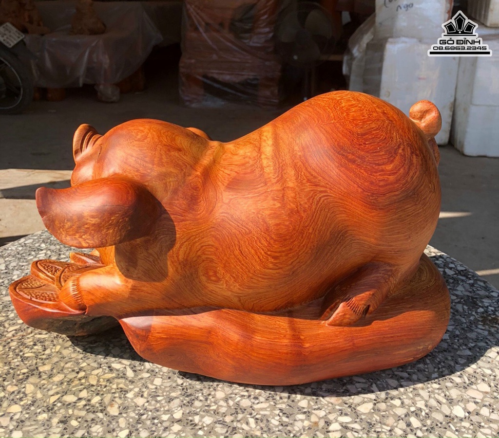 Tượng Heo Gỗ Hương Gia Lai Câu 22 Ngang 38 Sâu 24 (cm) 2