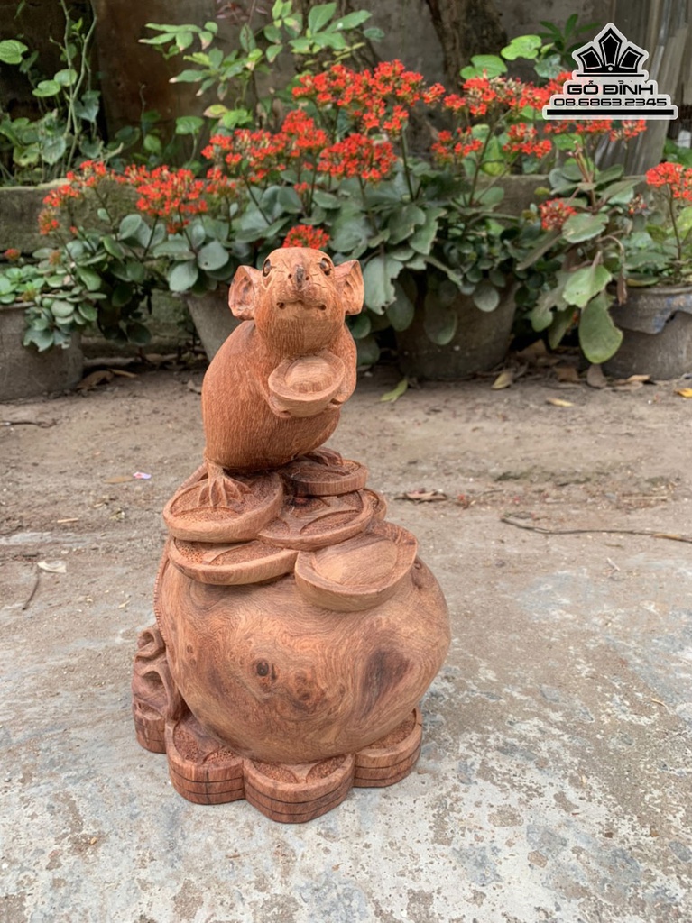 Tượng Chuột Gỗ Hương Việt Cao 30 Ngang 20 Sâu 14 (cm) 0