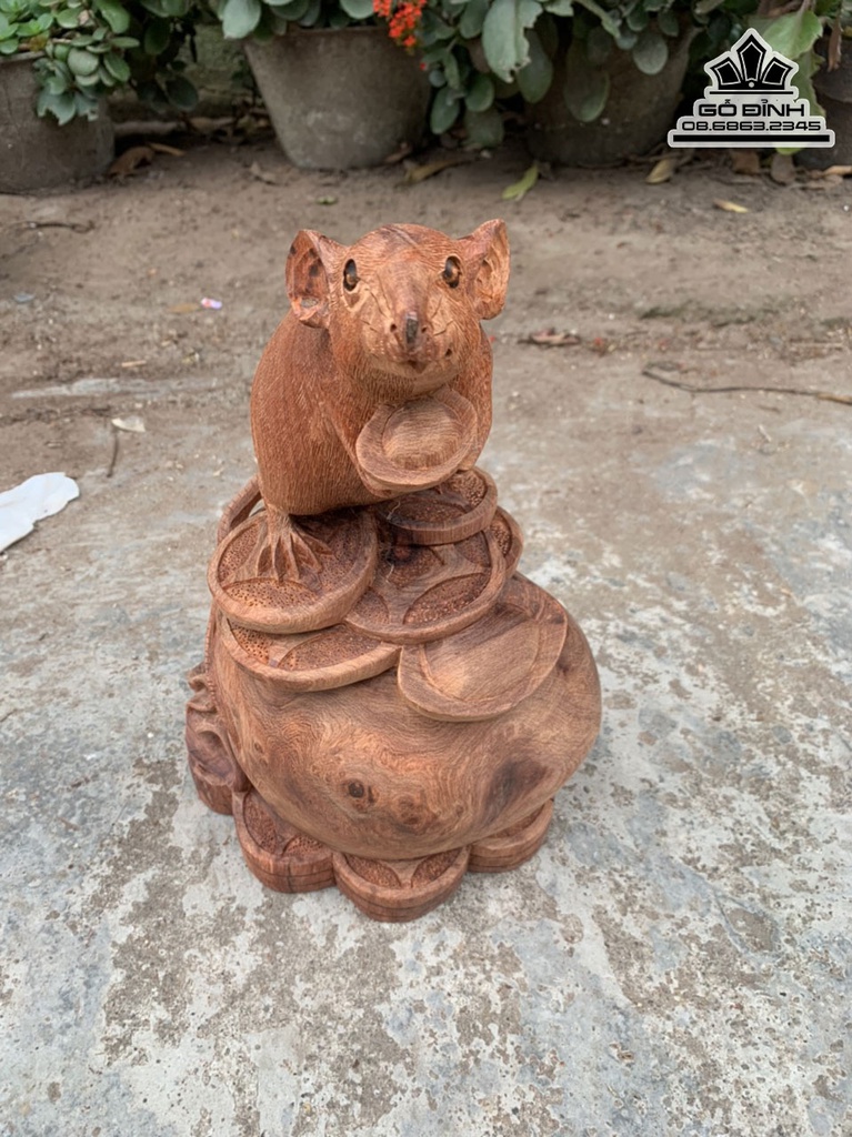 Tượng Chuột Gỗ Hương Việt Cao 30 Ngang 20 Sâu 14 (cm) 2