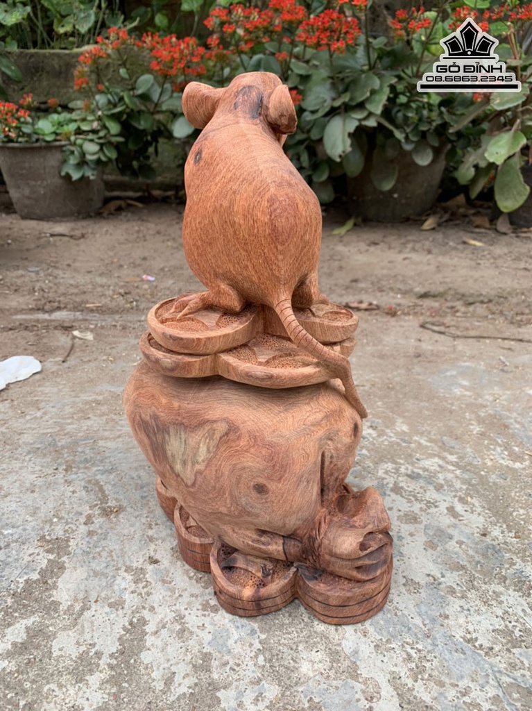 Tượng Chuột Gỗ Hương Việt Cao 30 Ngang 20 Sâu 14 (cm) 4