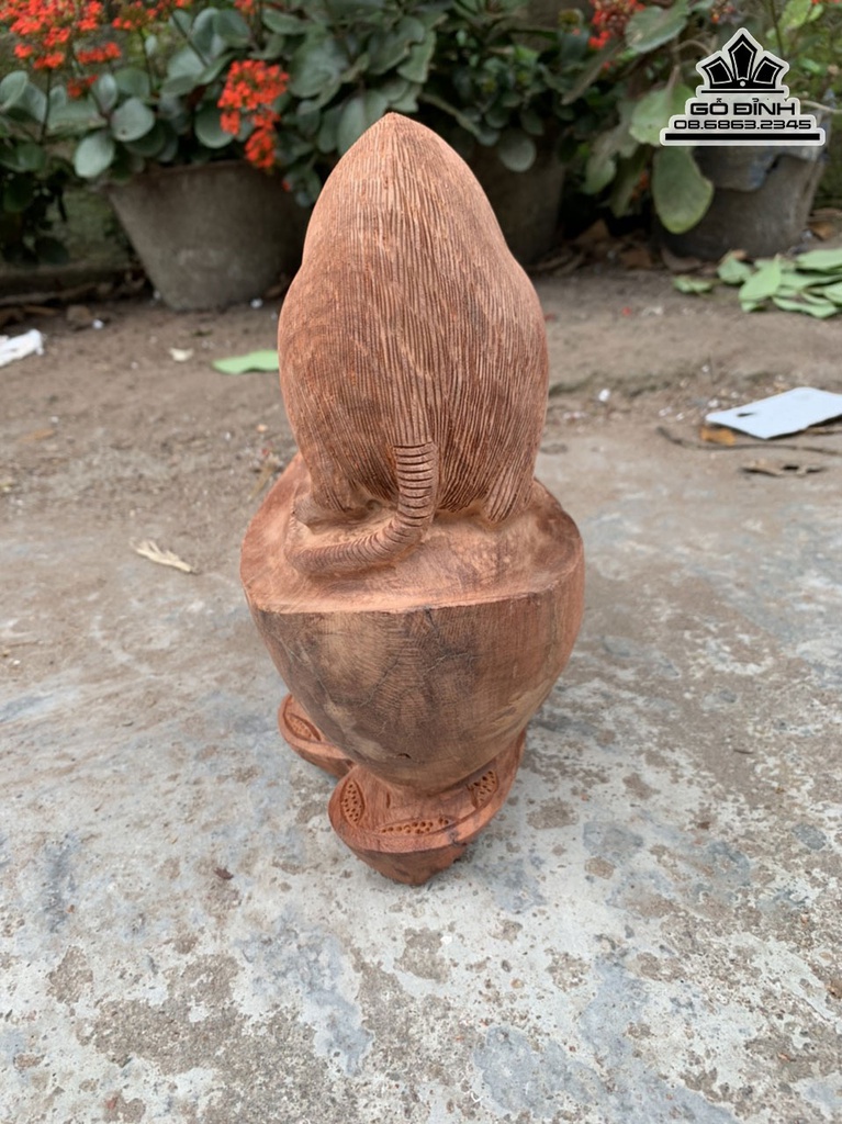 Tượng Chuột Ngồi Bát Vàng Gỗ Hương Việt Cao 23 Ngang 27 Sâu 14 (cm) 3