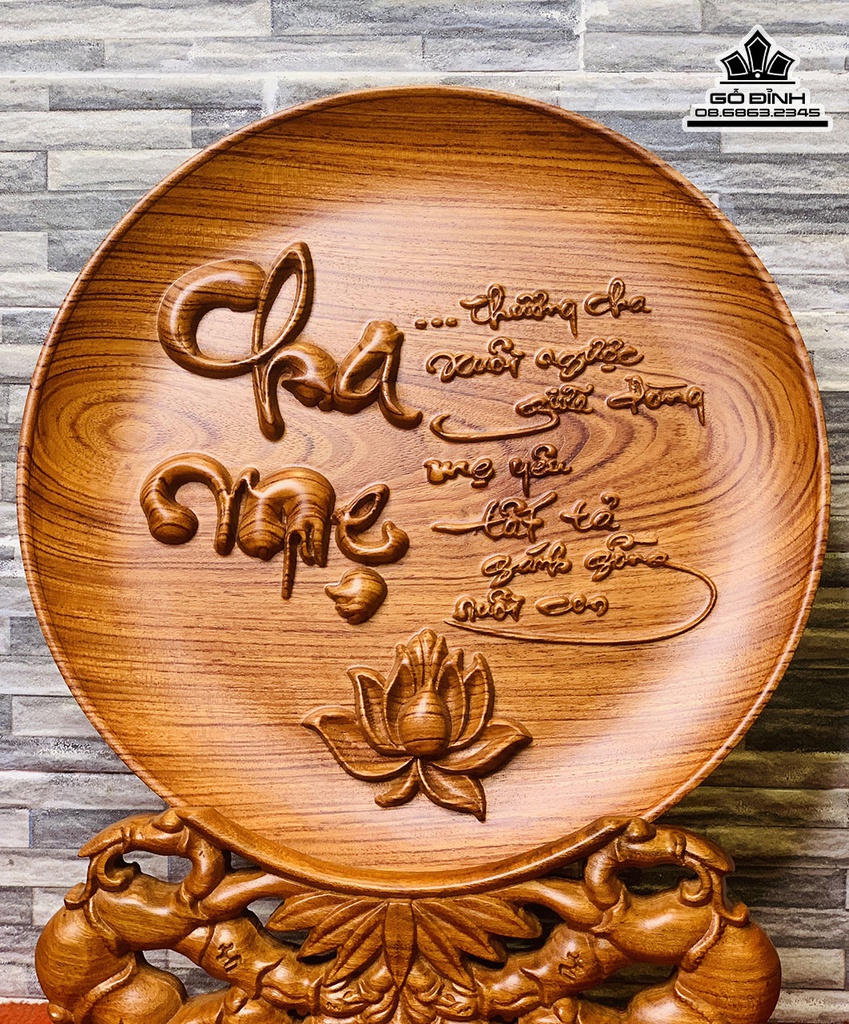 Đĩa Cha Me Gỗ Hương Đá Cao 40 Đường Kính 30 (cm) 0