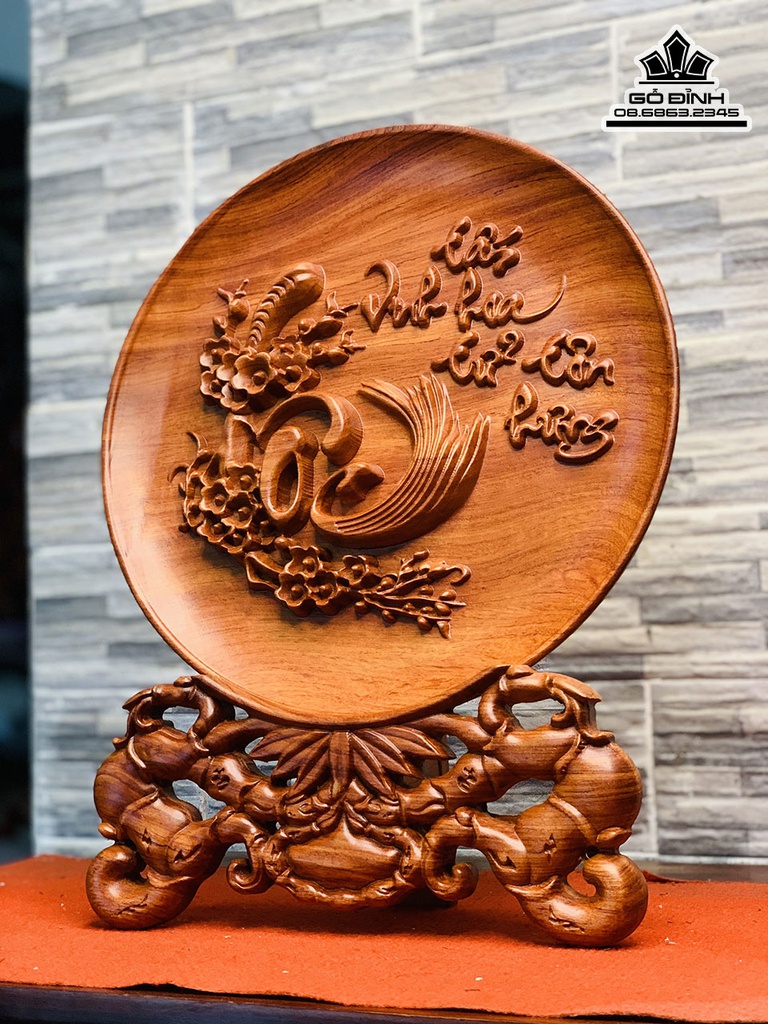 Đĩa Chữ Lộc Gỗ Hương Đá Cao 40 Đường Kính 30 (cm) 1