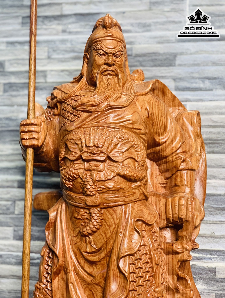 Tượng Quan Công Chấn Ải Gỗ Hương Đá Cao 60 Rộng 25 Sâu 16 (cm) 3