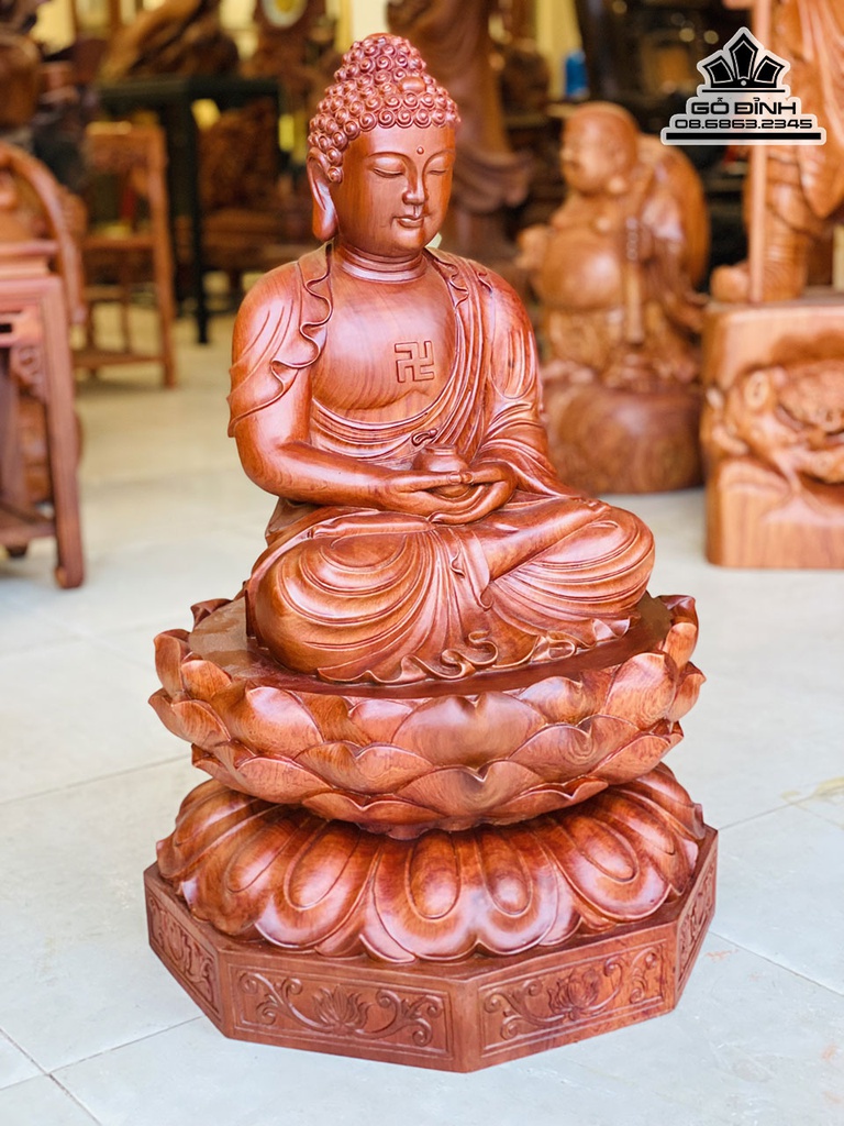 Tượng Phật A Di Đà Gỗ Hương Đá Cao 70 Ngang 42 Sâu 42 (cm) 0