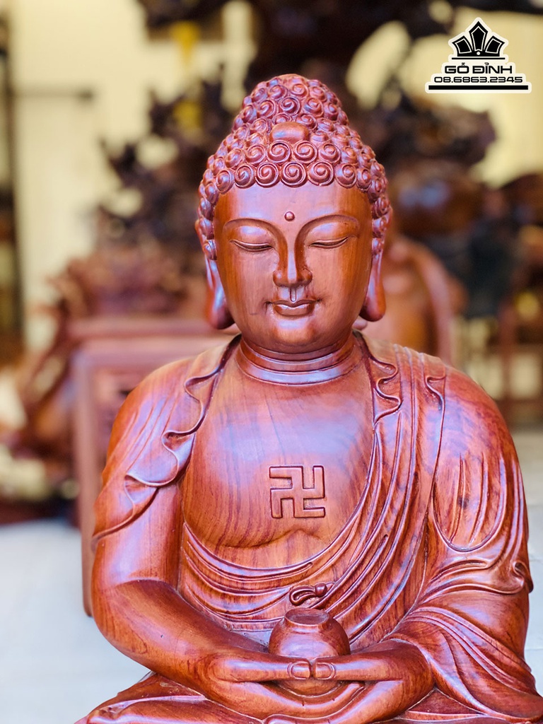 Tượng Phật A Di Đà Gỗ Hương Đá Cao 70 Ngang 42 Sâu 42 (cm) 2