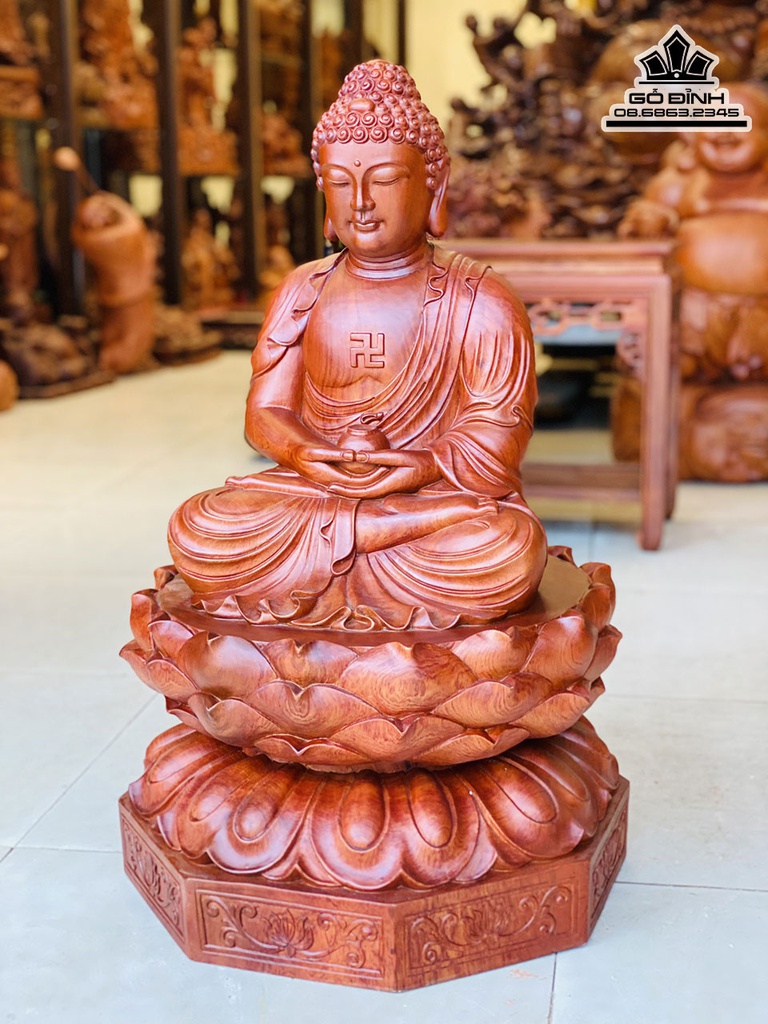 Tượng Phật A Di Đà Gỗ Hương Đá Cao 70 Ngang 42 Sâu 42 (cm) 3