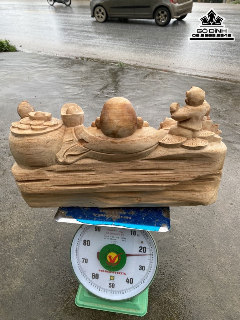 Tượng Di Lặc Tam Phúc Gỗ Ngọc AM Cao 35 Ngang 58 Sâu 24 (cm) 4