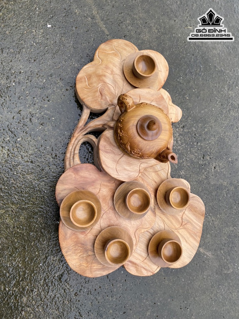 Khay Trà Lá Sen Gỗ Ngọc Am Dài 56 Rộng 35 Dày 9 (cm) 0