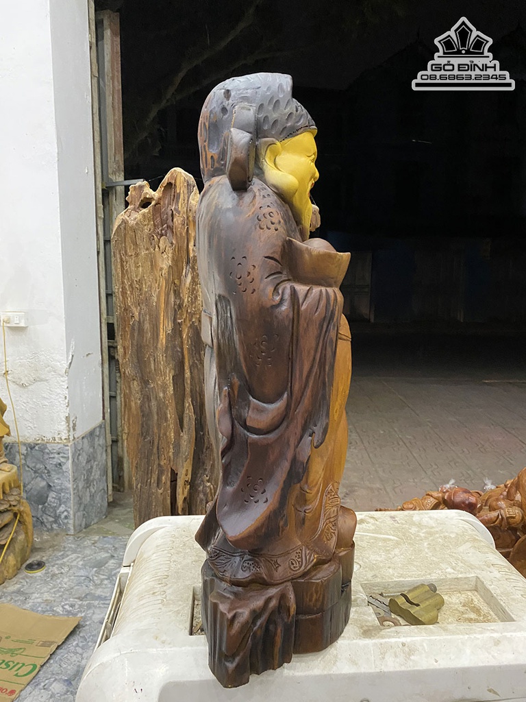 Tượng Thần Tài Gỗ Ngọc Am Cao 61 Ngang 30 Sâu 17 (cm) 1