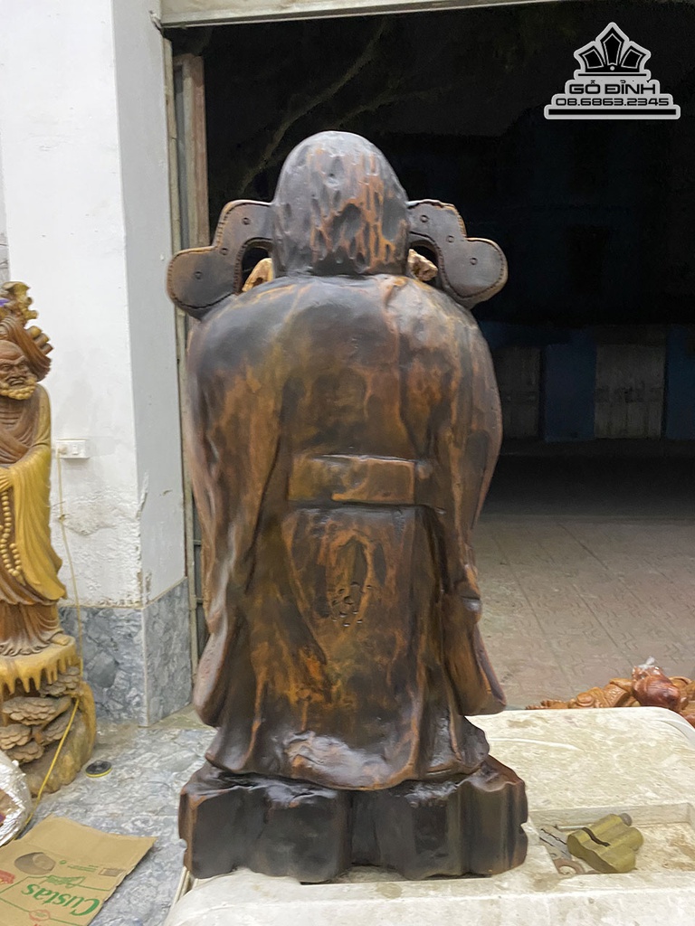 Tượng Thần Tài Gỗ Ngọc Am Cao 61 Ngang 30 Sâu 17 (cm) 3