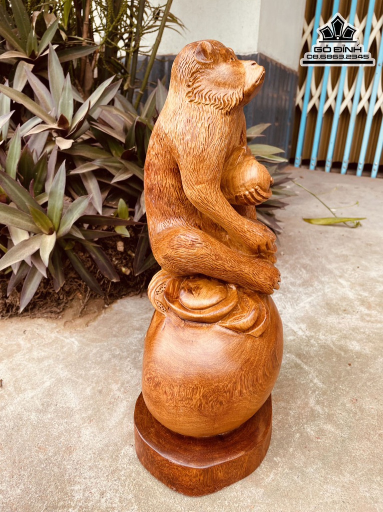 Tượng Khỉ Gỗ Hương Cao 41 Ngang 25 Sâu 16 (cm) 1