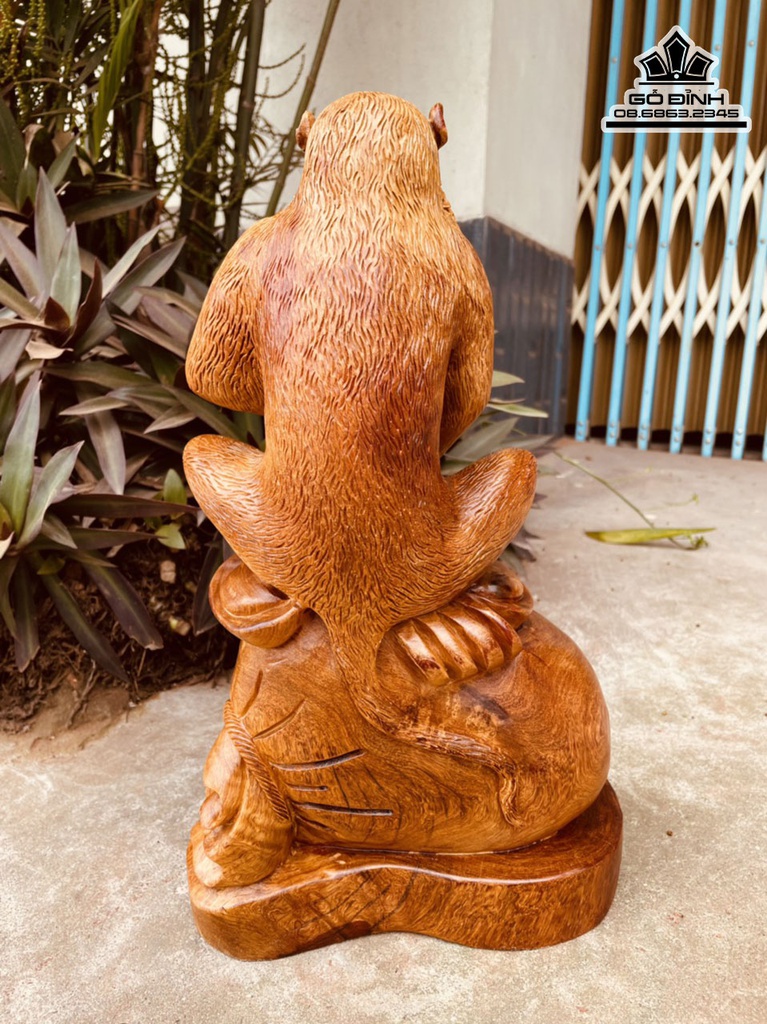 Tượng Khỉ Gỗ Hương Cao 41 Ngang 25 Sâu 16 (cm) 2