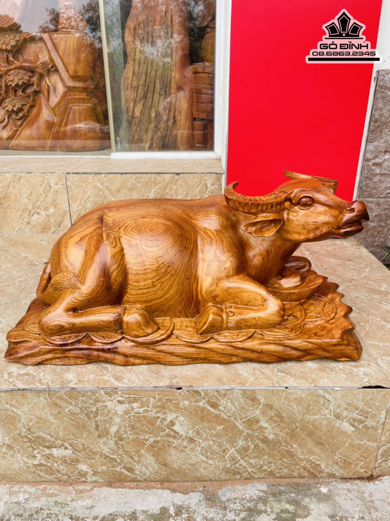 Tượng Trâu Gỗ Hương Cao 25 Ngang 52 Sâu 236 (cm) 3