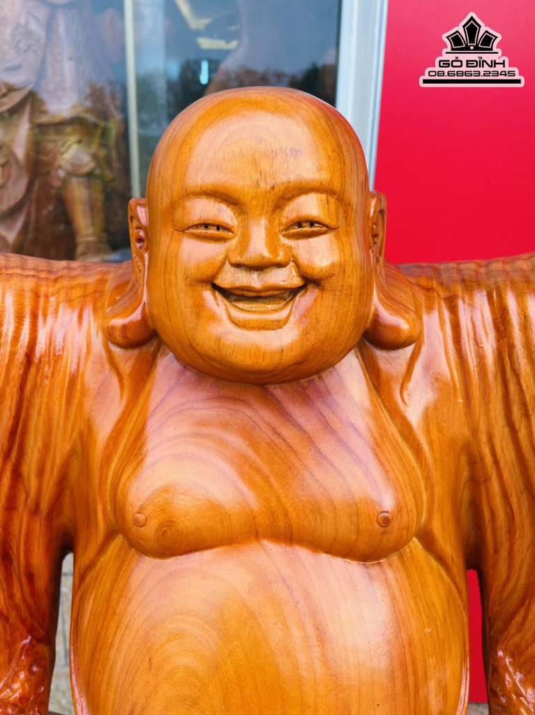 Tượng Phật Di Lặc Nghênh Hỷ Gỗ Hương Cao 76 Ngang 46 Sâu 21 (cm) 1