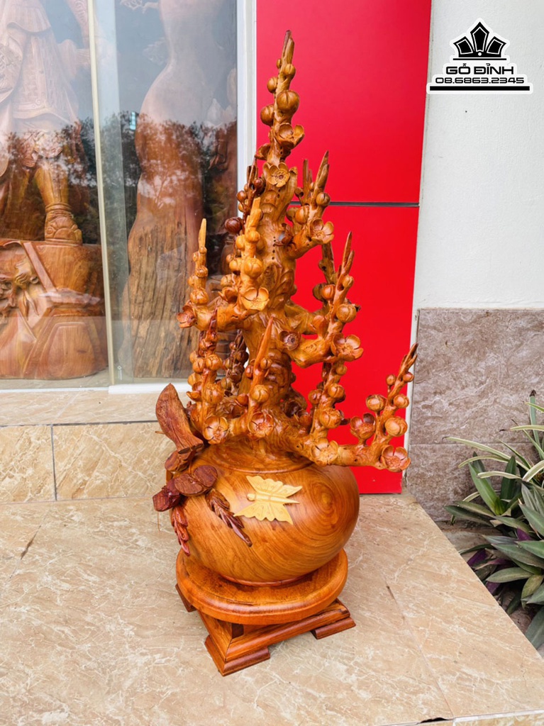 Bình Bông Mai Điểu Gỗ Hương Cao 80 Ngang 40 Sâu 28 (cm) 1