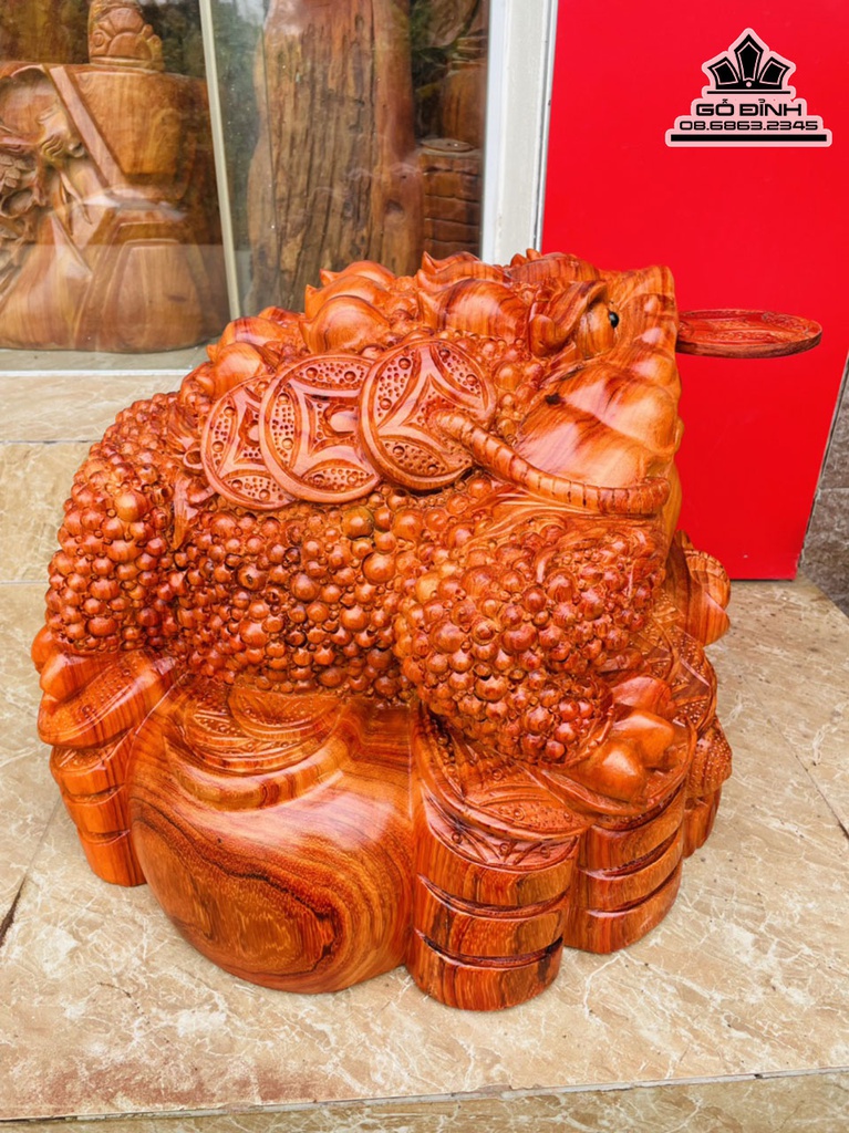 Tượng Cóc Gỗ Hương Cao 40 Ngang 50 Sâu 46 (cm) 1