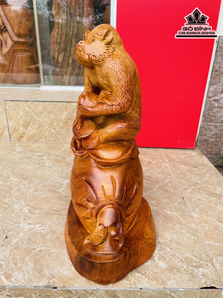Tượng Khỉ Gỗ Hương Cao 40 Ngang 23 Sâu 19 (cm) 0