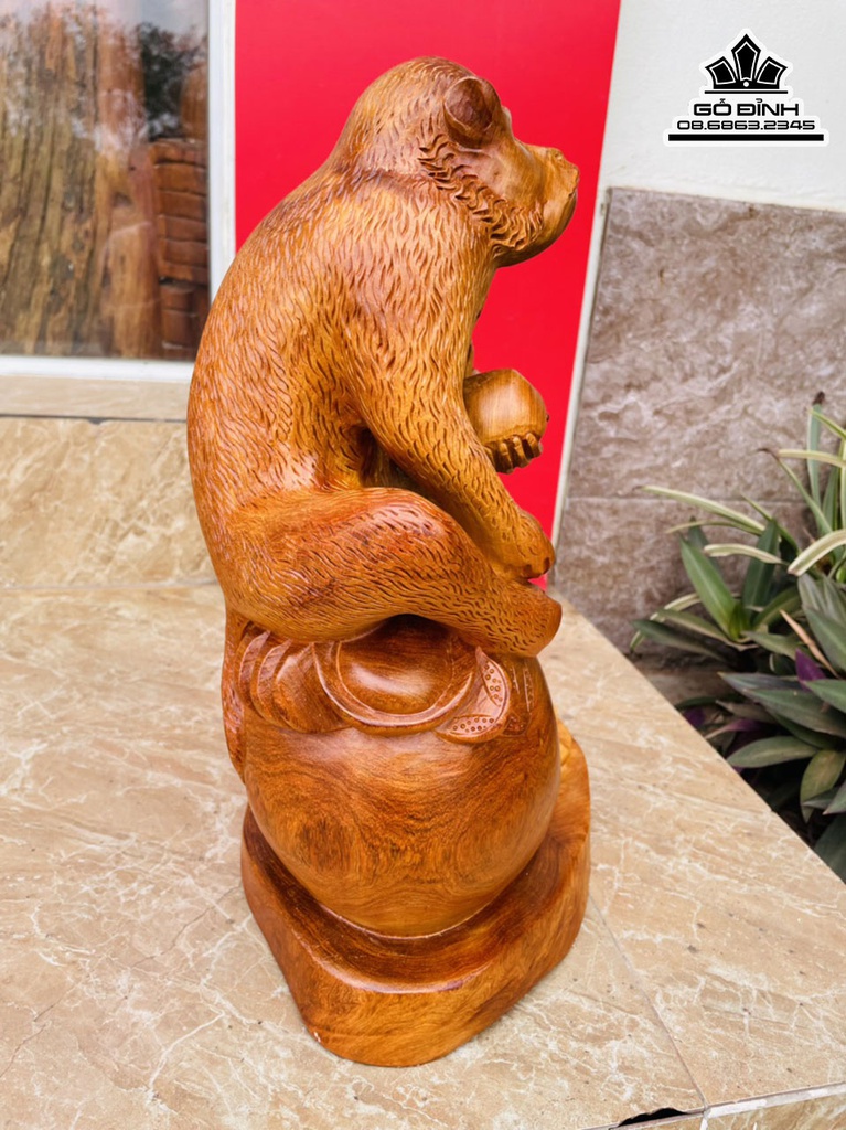 Tượng Khỉ Gỗ Hương Cao 40 Ngang 23 Sâu 19 (cm) 1