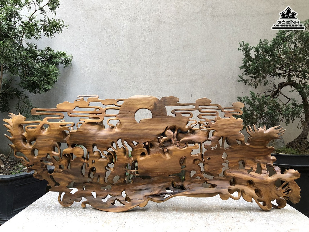 Tranh Gỗ Cửu Phúc Gỗ Bách Xanh Cao 50 Ngang 128 Sâu 8 (cm) 5