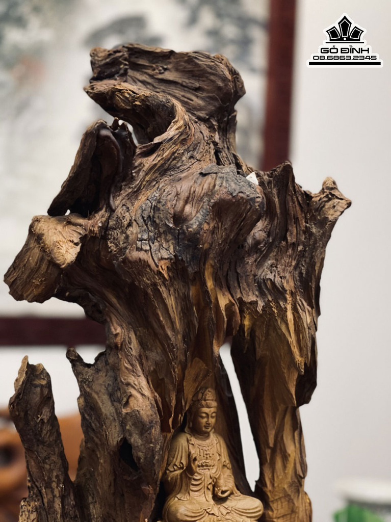 Tượng Phật Quan Âm Gỗ Bách Xanh Cao 51 Ngang 28 Sâu 12 (cm) 1
