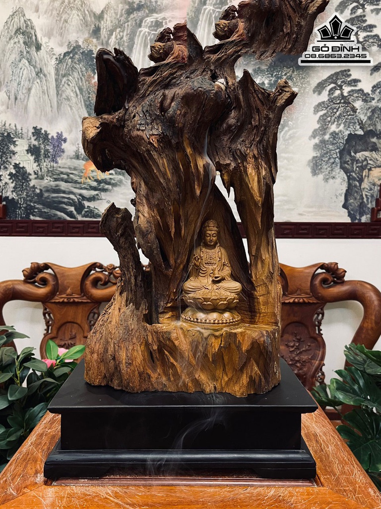 Tượng Phật Quan Âm Gỗ Bách Xanh Cao 51 Ngang 28 Sâu 12 (cm) 5