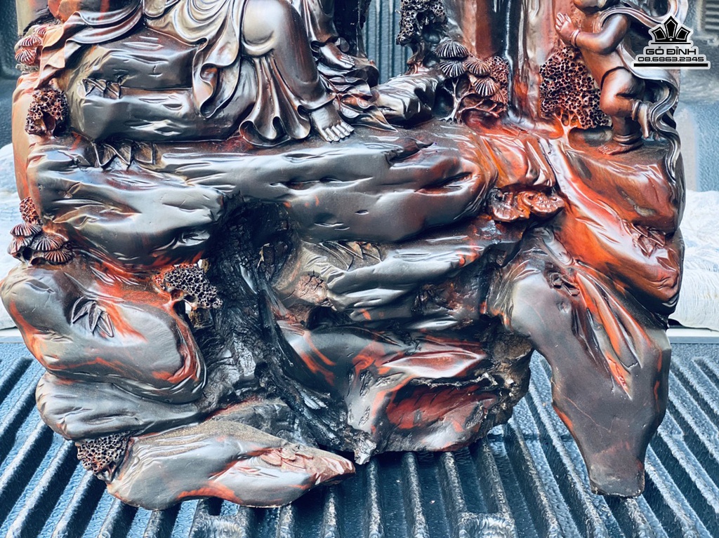 Tượng Phật Quan Âm Ngồi Tự Tại Gỗ Trắc Cao 95 Ngang 56 Sâu 32 (cm) 6