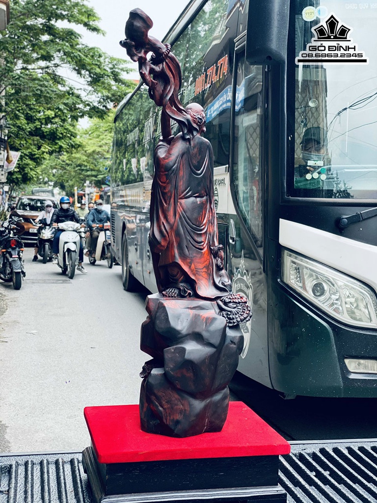 Tượng Đạt Ma Sư Tổ Thuần Nghê Gỗ Trắc Cao 92 Ngang 24 Sâu 30 (cm) 0